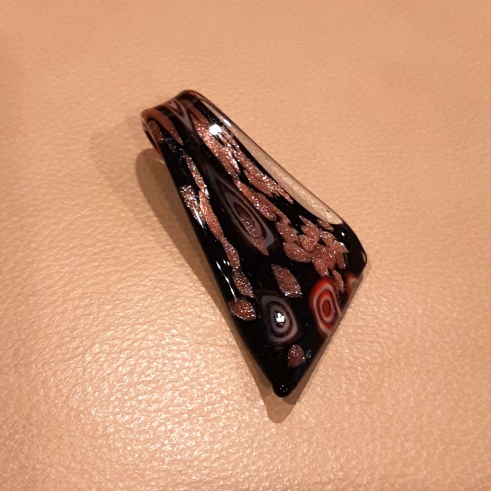 Murano or Dichroic Glass Style Large Pendant, Art Glass Statement Piece